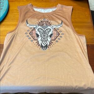 Women's Tan Graphic Tank Top